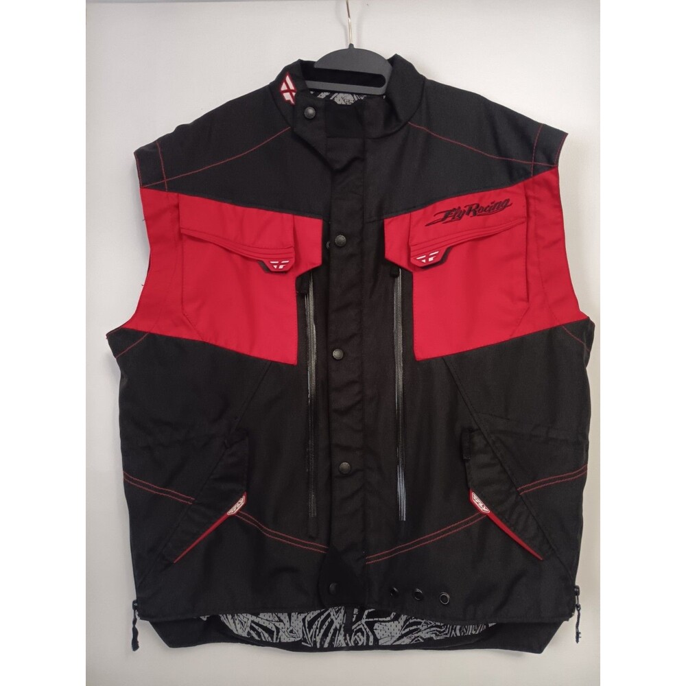 Motorcycle vest FLY RACING PATROL. XL Black And Red Zip & Buttons armor pockets